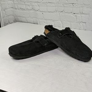 Birkenstock boston shearling suede clogs